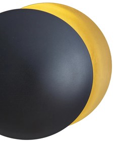 Moderné nástenné svietidlo čierne so zlatou farbou 34,5 cm 2-svetlá - Sunrise