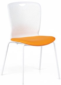 Plastová konferenčná stolička OPEN, biela/oranžová