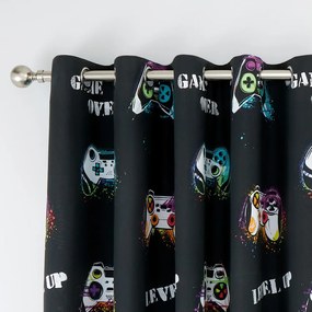 Čierny/modrý detský záves 2 ks 168x183 cm Game Over – Catherine Lansfield
