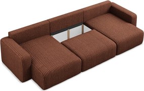 Menčestrová rozkladacia/s úložným priestorom rohová pohovka v terakotovej farbe (do tvaru "U") Kona – Makamii