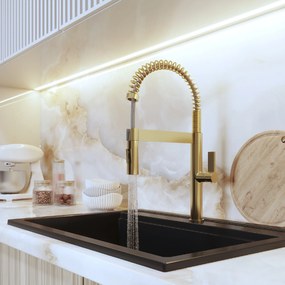 Gamma SPIRAL NEW, kuchynská batéria s 2-funčným výtokom, zlatá matná, GMA-BSLN-BGD