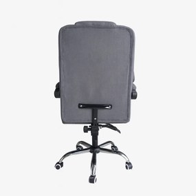 Ergonomické kancelárske kreslo s podnožkou a masážou - sivá textília