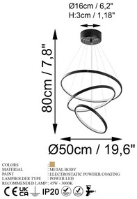 Závesný LED lustr Simit - 13697, čierna