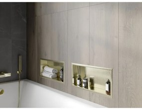 Mexen X-Wall-R, polička na zapustenie na obklad s golierom 45 x 20 cm, zlatá lesklá, 1950452010