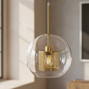 Toolight - závesná sklenená lampa APP555-1CP 25cm, zlatá, OSW-08748
