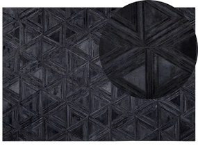 Kožený koberec 160 x 230 cm čierny KASAR Beliani