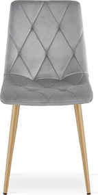 Jedálenská stolička LIBRA zamatová, svetlosivá / hnedé nohy