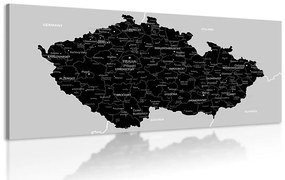 Obraz moderná čierno-šedá mapa Česka - 100x50