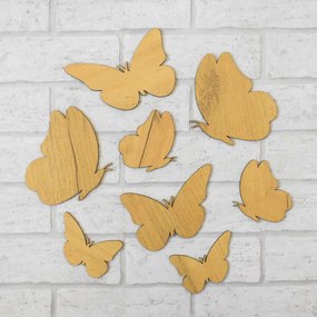 DUBLEZ | Drevená nálepka - Motýle na stenu 8 ks