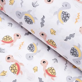 Biante Detský vankúš valec bonbon Sandra SA-373 Veselé korytnačky na bielom 15x60 cm