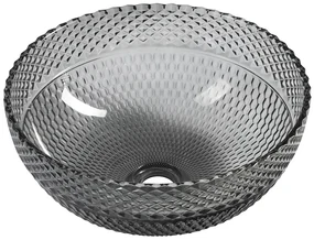 Sapho Sapho, BEAUTY gravírované sklenené umývadlo na dosku Ø 39,5cm, čierna, TY310