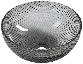 Sapho Sapho, BEAUTY gravírované sklenené umývadlo na dosku Ø 39,5cm, čierna, TY310