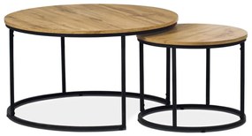 Set 2 ks stolíkov AF-3002 OAK, MDF doska, dekor divoký dub, kov čierny lak