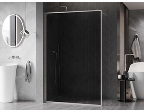 Mexen Kioto-F, sprchová zástena s rámom 140 x 202 cm, 8 mm šedé sklo, oceľový profil, 800-140-104-97-40