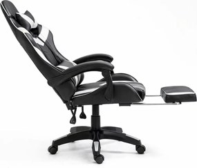 LEAN Kancelárska stolička s opierkou na nohy a vankúšmi – biela