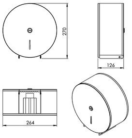 Sapho Sapho, Zásobník na toaletný papier do priemeru 24cm, 264x126x270mm, čierná mat, 2448