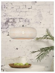 Biele bambusové závesné svietidlo Good&amp;Mojo Palawan, ⌀ 60 cm