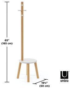 Biely prírodný vešiak z kaučukového dreva Pillar - Umbra