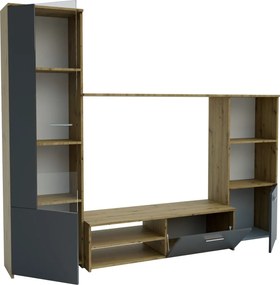 Obývacia stena HUGO, šedý grafit/dub craft tabaco