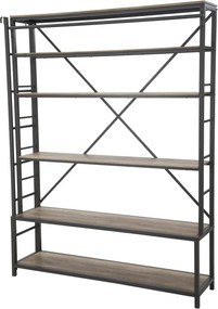 Čierna kovová knižnica s rebríkom Mauro Ferretti Manhattan, výška 210 cm