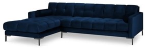 Tmavomodrá zamatová rohová pohovka Cosmopolitan Design Bali, ľavý roh