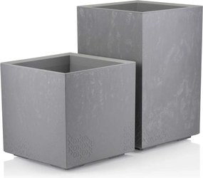 PLASTOVÝ KVETINÁČ NA KOLIESKACH BETONIQUE 60X40X40 CM IMITÁCIA BETÓNU SIVÁ