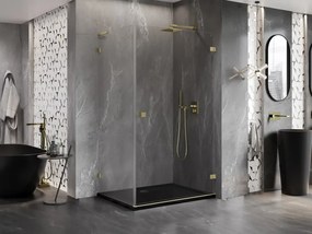 Mexen Lunar-B L, 1-krídlový sprchový kút, pravý, 100 x 90 cm, 8mm číre sklo, zlatý matný profil, 832L-100-090-55-00-P
