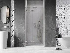 Mexen, Mexen Lunar L Otočné ľavé sprchové dvere 110 cm, transparentné, brúsený nikel - 834L-110-000-97-00-L