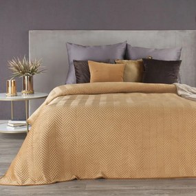 Dekorstudio Zamatový prehoz na posteľ SOFIA v medovej farbe Rozmer prehozu (šírka x dĺžka): 220x240cm
