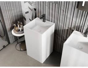 Mexen Belen, voľnestojace umývadlo z konglomerátu 45x45x82 cm, biela matná, 26604500