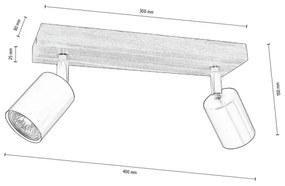 Spot-Light DO2910256 - Stropné bodové svietidlo MANARA 2xGU10/5W/230V borovica