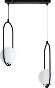 Závesné svietidlo Florence, 2x biele sklenené tienidlo, b/ch, UI