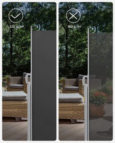 Bočná výsuvná markíza na balkón, terasu a záhradu 300 x 160 cm, dymovo šedá