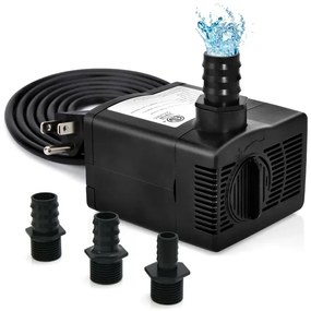 22 W mini akváriové čerpadlo s 2,2 m vysokým zdvihom a 1,83 m sieťovým káblom a 3 tryskami Vodné čerpadlo 900 l/h