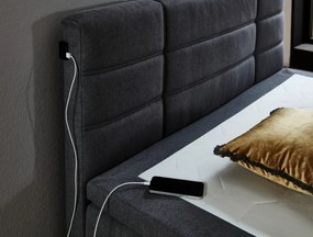 Postel boxspring s osvetlením Jefferson 140x200 cm, antracitová látka