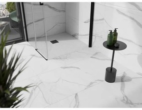 Mexen Stone+, štvorcová vanička z minerálneho kompozitu 100 x 100 cm, biela, čierna krytka, 44101010-B