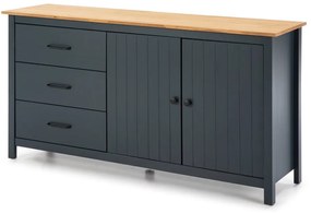 Tmavomodrá nízka komoda z borovicového dreva 150x80 cm Miranda – Marckeric