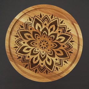 AMADEA Drevená servírovacia doska - podnos mandala, masívne drevo, 30 cm