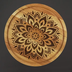 AMADEA Drevená servírovacia doska - podnos mandala, masívne drevo, 30 cm