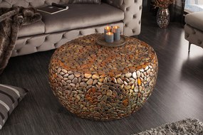 Extravagantný konferenčný stolík Stone Mosaic medený 72cm