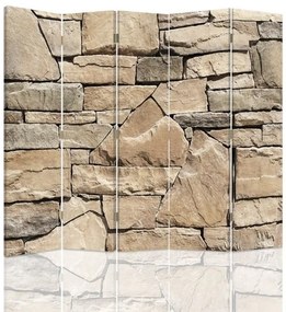 Ozdobný paraván Kamenná zeď - 180x170 cm, päťdielny, obojstranný paraván 360°