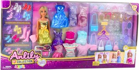 LEAN Toys Veľká módna súprava Anlily Collection Šaty pre bábiky Príslušenstvo 65el.