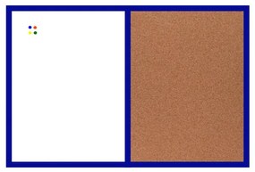 Toptabule.sk KMTDRMR Kombinovaná tabuľa v modrom drevenom ráme 90x60cm