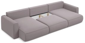 Zamatová rozkladacia/s úložným priestorom rohová pohovka v levanduľovej farbe (do tvaru "U") Kapua – Makamii