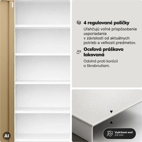 Kovová kancelárska skriňa so zámkom na kód biela, orech, 900x1850x400 mm: DANIEL Eco Design