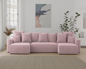 Rohová sedačka Denia U (púdrovo ružová). Akcia -20%. Vlastná spoľahlivá doprava až k Vám domov. 1133147