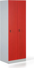 Kovová šatníková skrinka S1, 2-dverová, 1850 x 600 x 500 mm, demont, cylindrický zámok, červené dvere