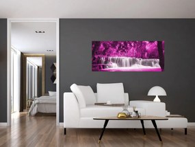 Obraz - fialový, vodopád (120x50 cm)