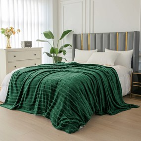 Mikroplyšová deka so vzorom PRESTIGE tmavozelená Rozmer: 160 x 200 cm