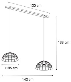 Priemyselné závesné svietidlo čierne 2-svetlá - Hanze